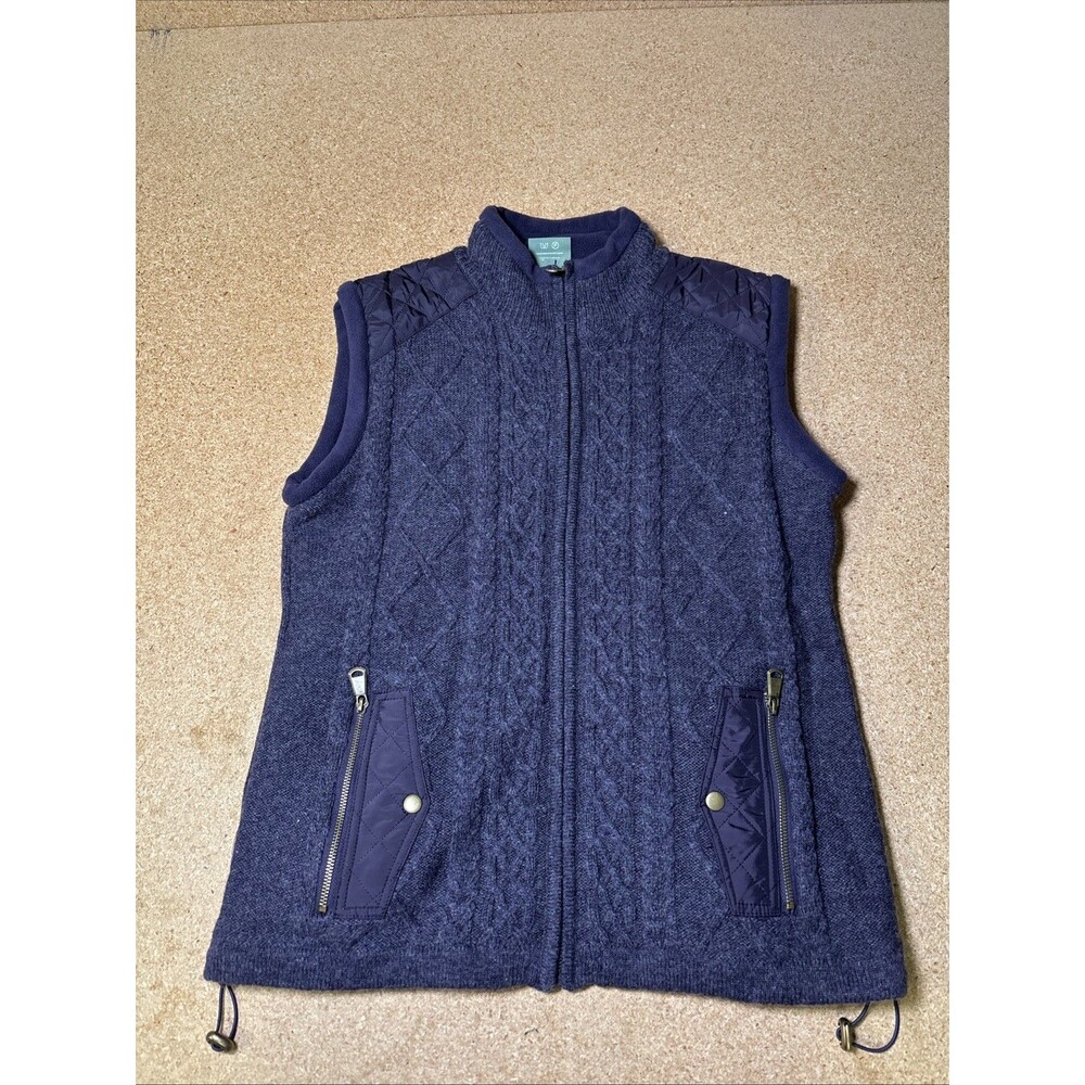 Aran Woollen Mills Womens Purple 100% Pure New Wool Cable Knit Vest XL E3
